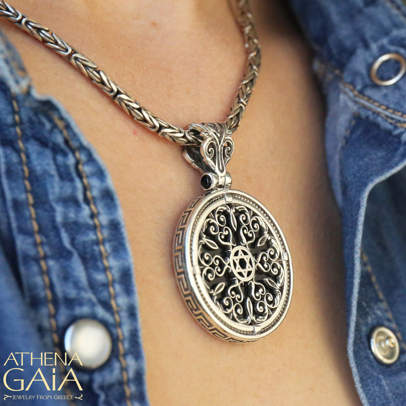 Star of David Meander Pendant - Sterling Silver Pendant