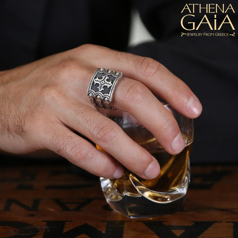 Hinged Triple Bar Ring - Sterling Silver Ring - Club Ring