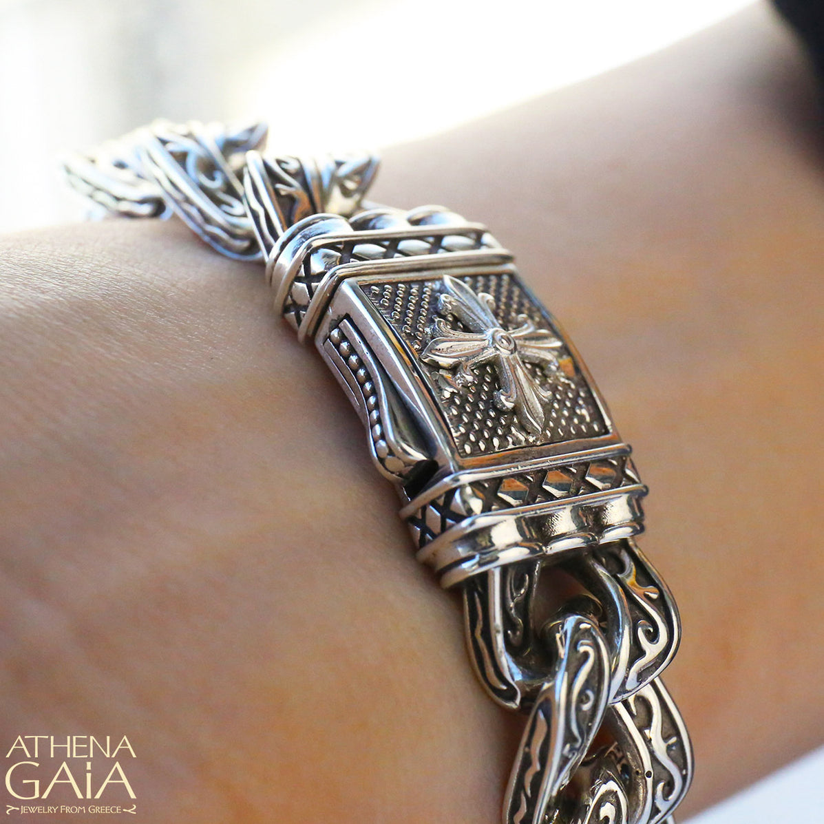 Cross Clasp Curb Bracelet by Yianni — Athena Gaia