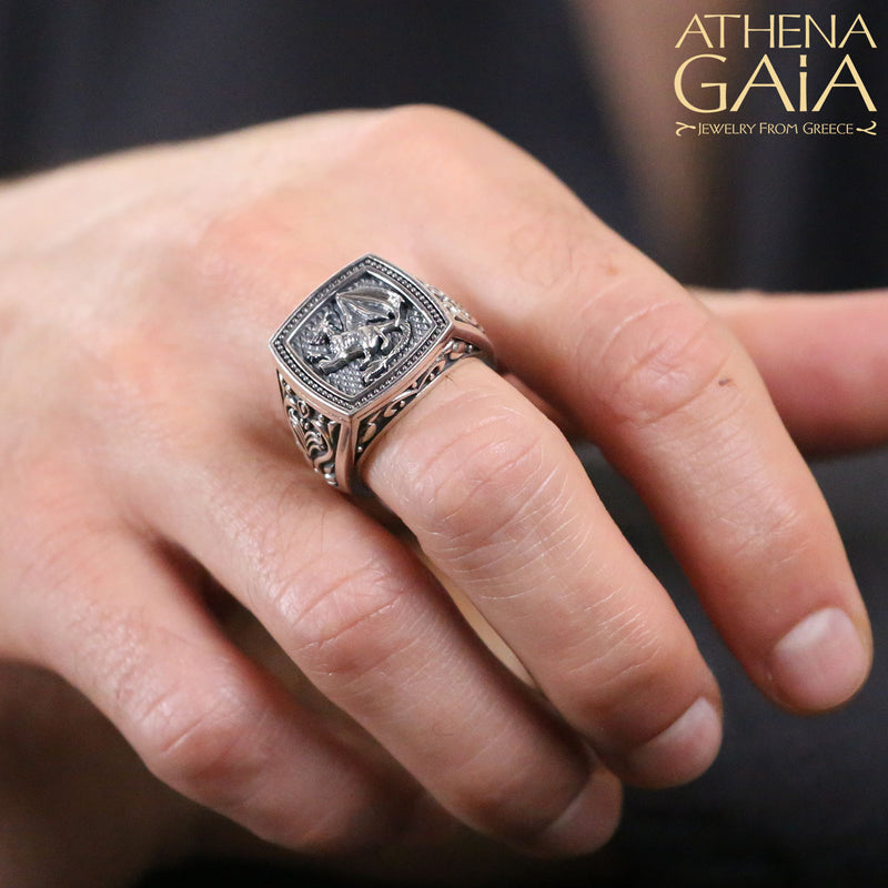 Dragon Ring - Sterling Silver Ring - Signet Ring