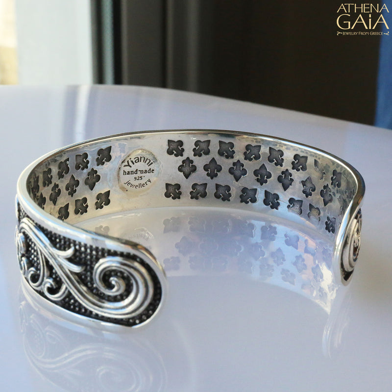 Fleur De Lis Open Bracelet - Sterling Silver - Cuff Bracelet