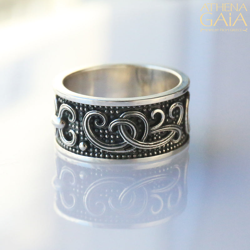 Synergy Digital Ring - Sterling Silver Ring - Cigar Band Ring