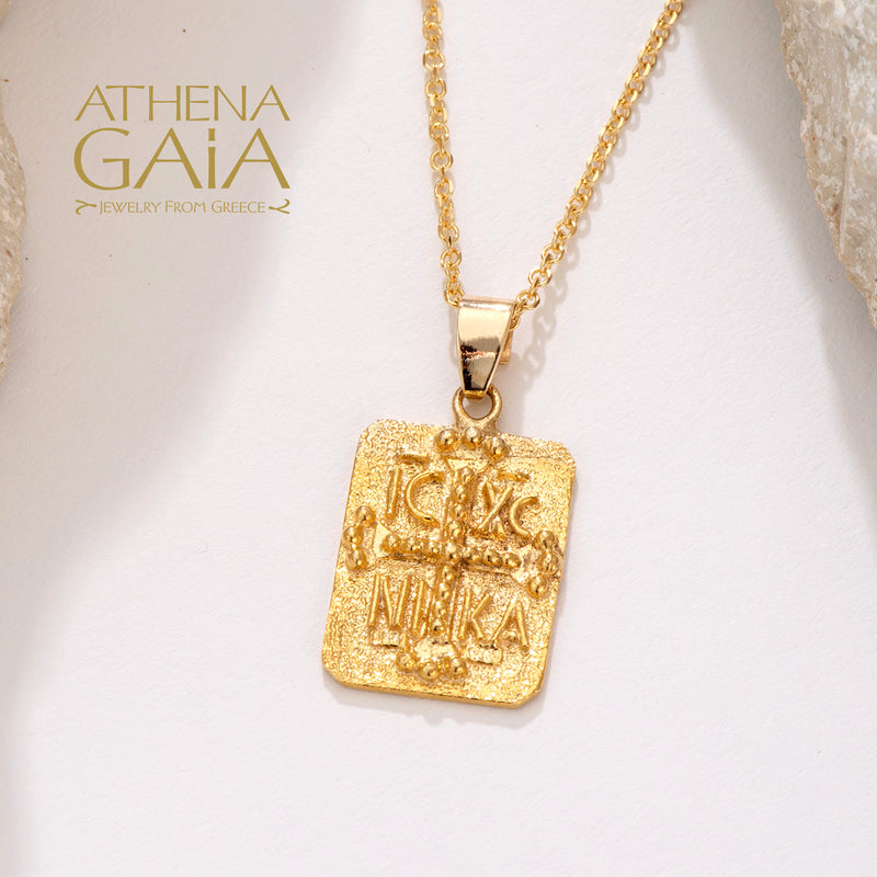 Justinian and Theodora Cross (Large) - 14k Gold - Tablet Konstantinata