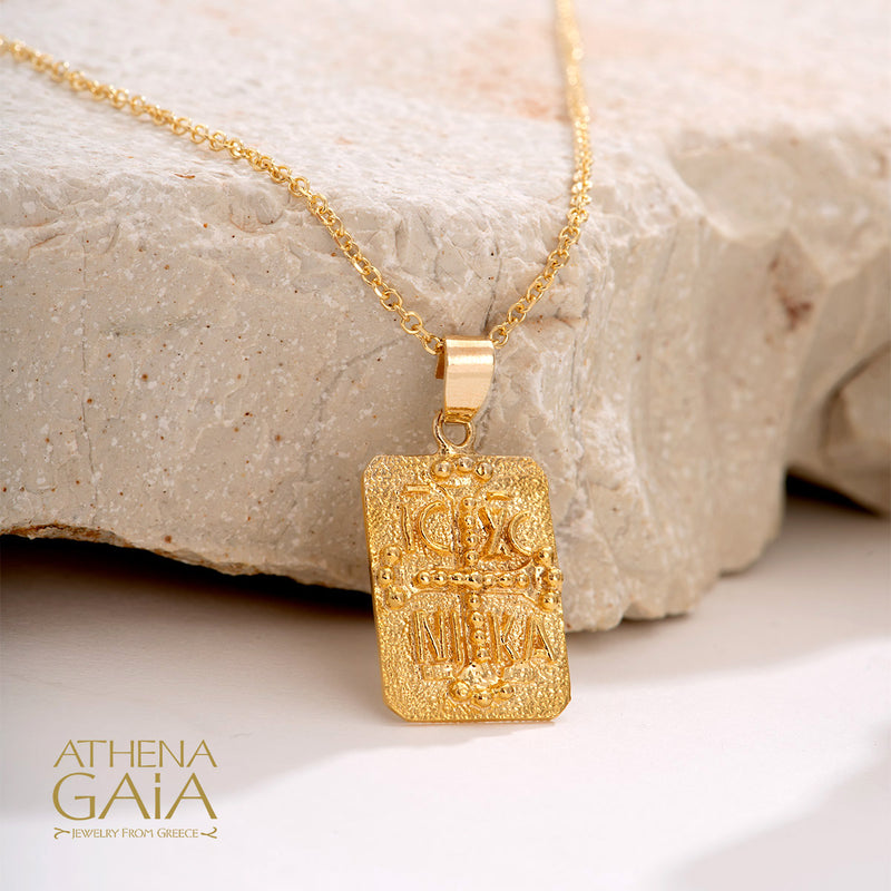 Justinian and Theodora Cross (Large) - 14k Gold - Tablet Konstantinata