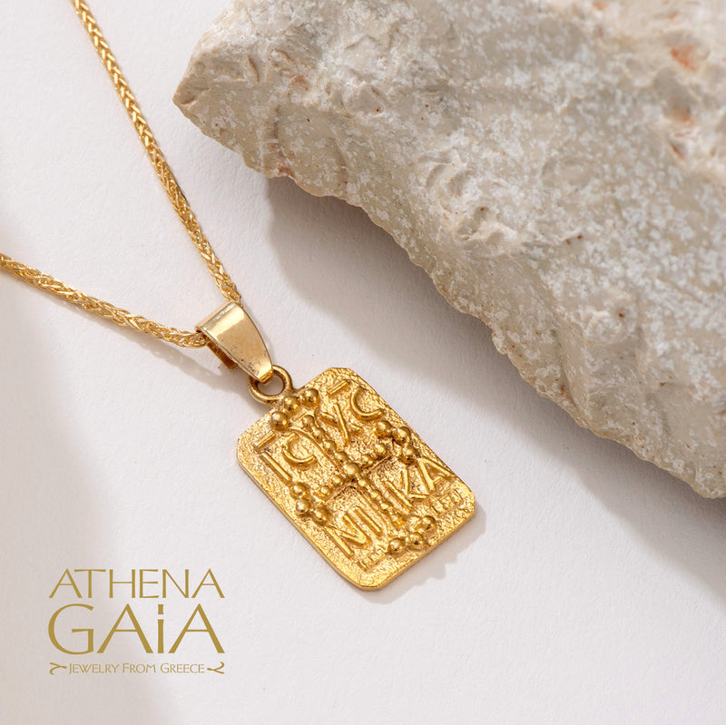 ICXC NIKA Cross - 14k Gold - Tablet Konstantinata