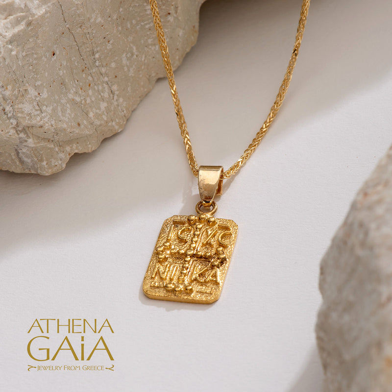 ICXC NIKA Cross - 14k Gold - Tablet Konstantinata