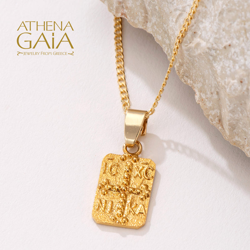 Justinian and Theodora Cross (Small) - 14k Gold - Tablet Konstantinata