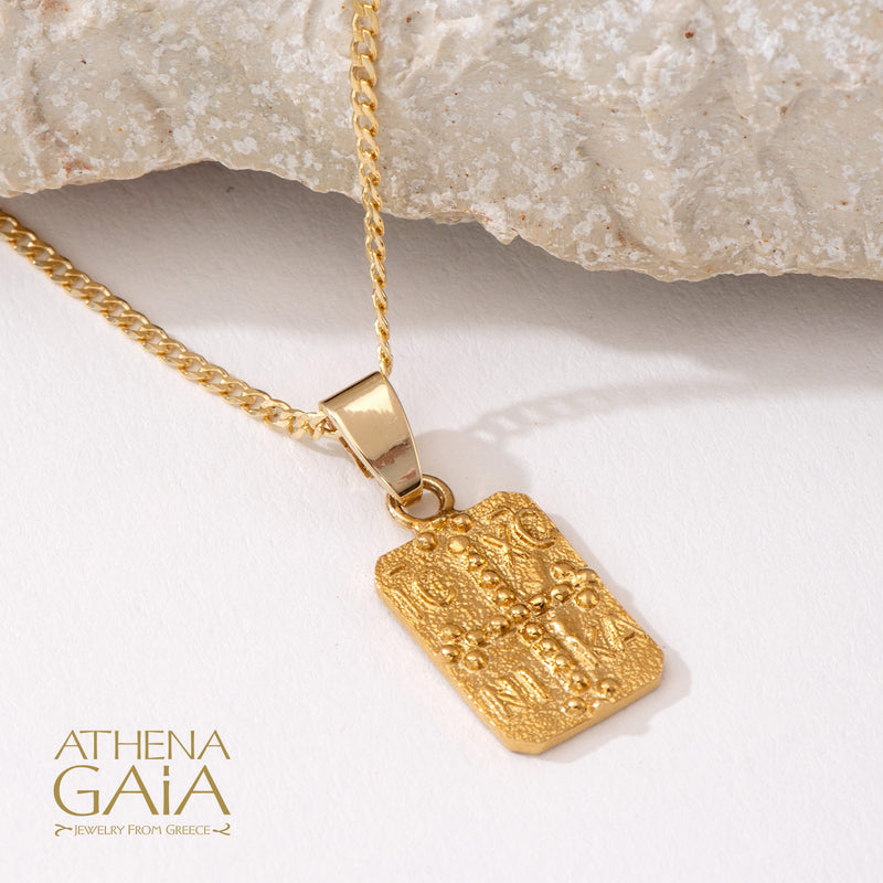 Justinian and Theodora Cross (Small) - 14k Gold - Tablet Konstantinata