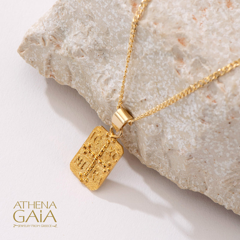 Justinian and Theodora Cross (Small) - 14k Gold - Tablet Konstantinata