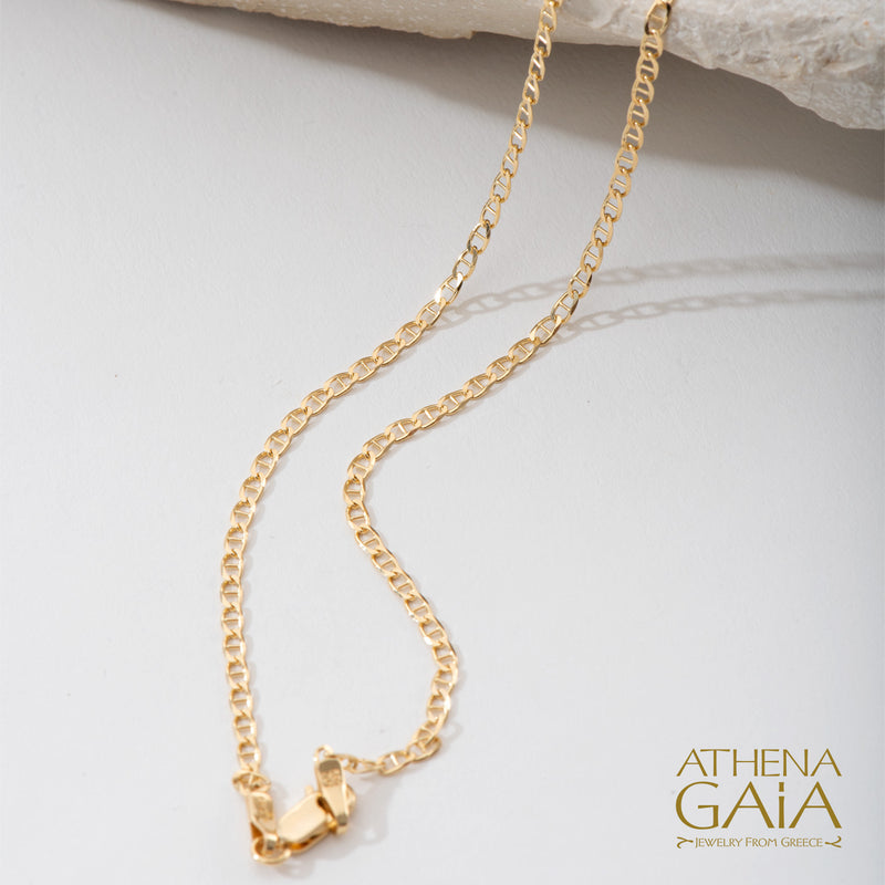 14k Gold Wide Theta Curb Chain