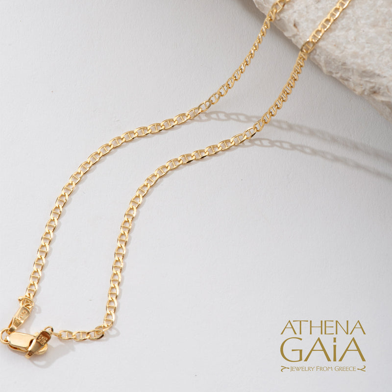 14k Gold Wide Theta Curb Chain