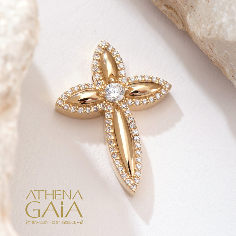 Bursting Bow Cross - 14k Gold - Orthodox Cross