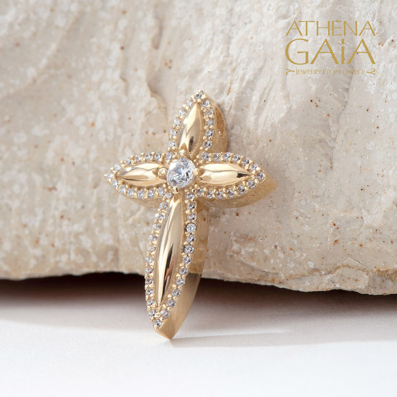 Bursting Bow Cross - 14k Gold - Orthodox Cross