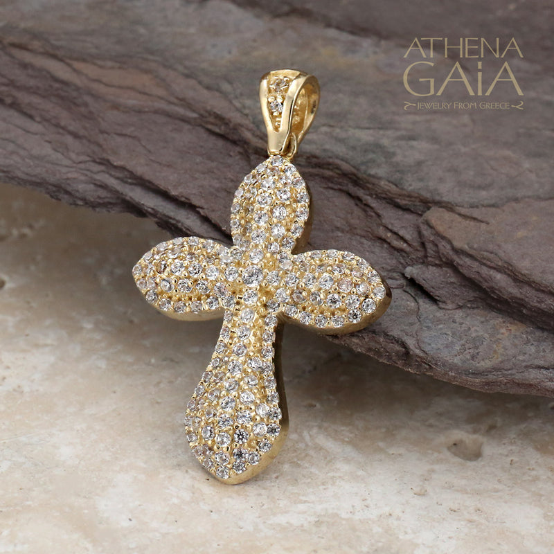 Bulbous Flared Cross - 14k Gold - Orthodox Cross - Baptismal Cross