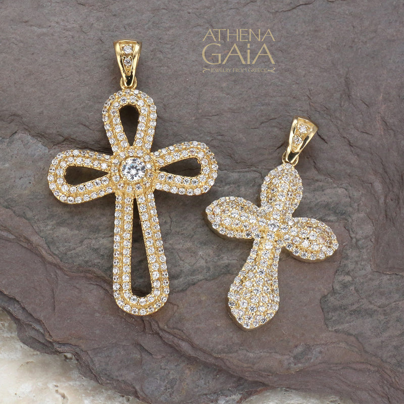 Bulbous Flared Cross - 14k Gold - Orthodox Cross - Baptismal Cross