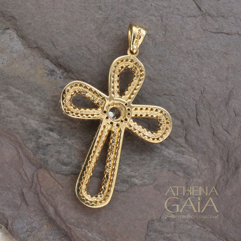 Pomme Open Cross - 14k Gold - Orthodox Cross - Baptismal Cross