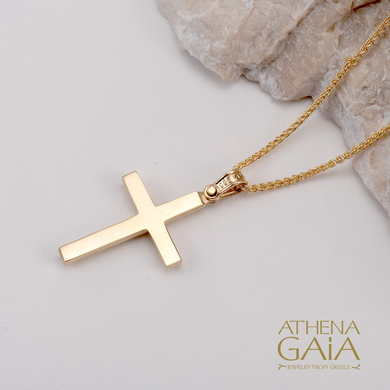 Pave Cross in Cross - 14k Gold - Latin Baptismal Cross