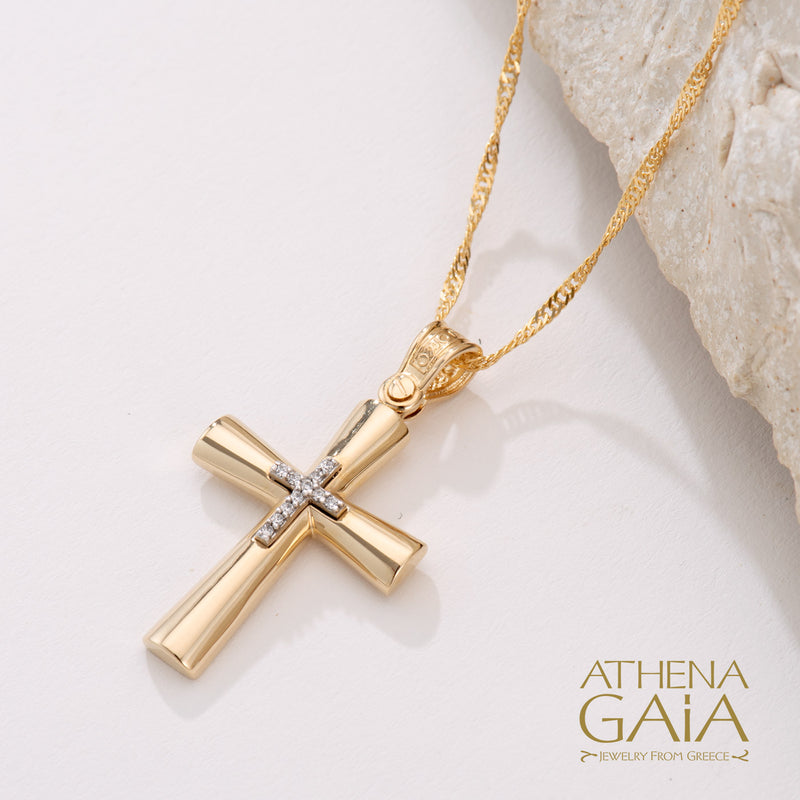 Imperial Cross - 14k Gold - Orthodox Cross - Baptismal Cross