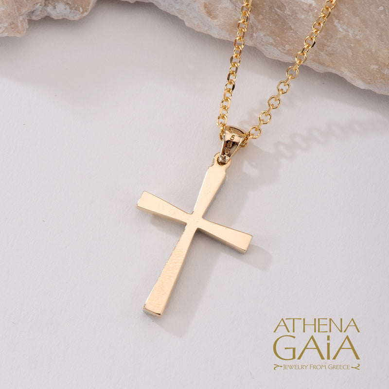 Pave Askew Cross - 14k Gold - Latin Cross