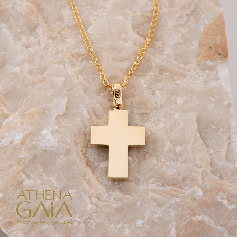 Stone Field Cross - 14k Gold - Greek Cross