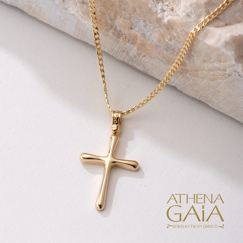 Melting Latin Cross - 14k Gold - Baptismal Cross