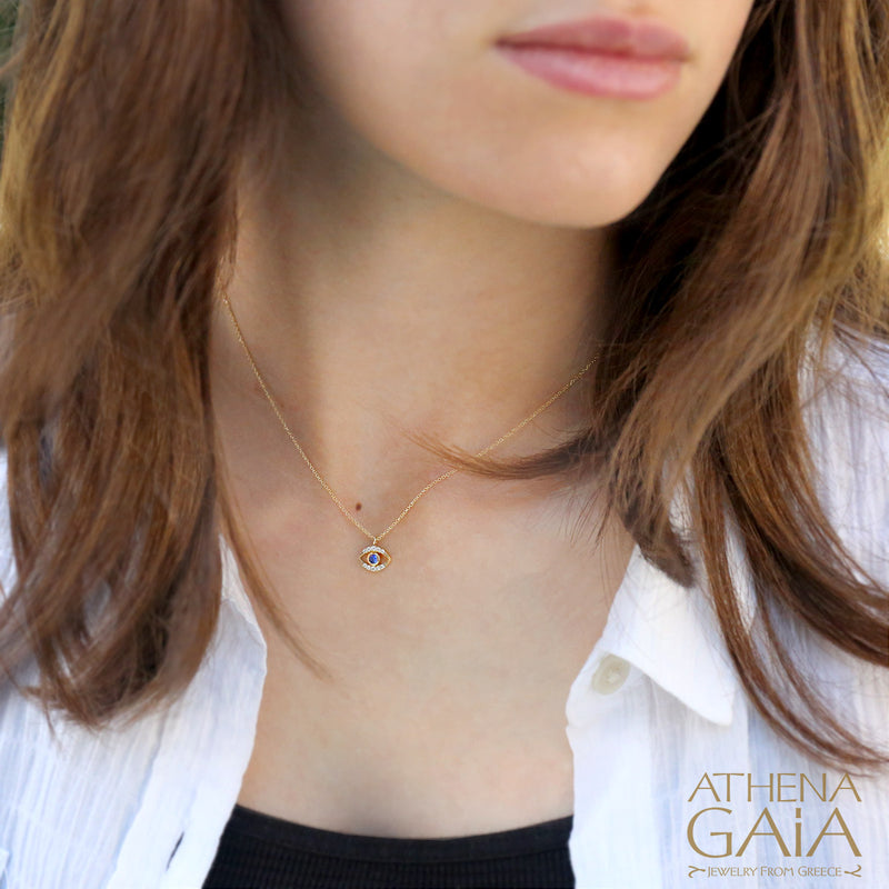 Mati Open Evil Eye Necklace - 14k Gold Necklace