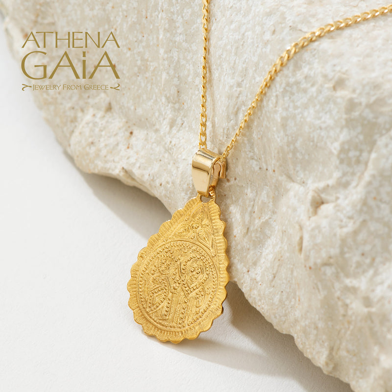 Justinian and Theodora Drop Konstantinata (Large) - 14k Gold
