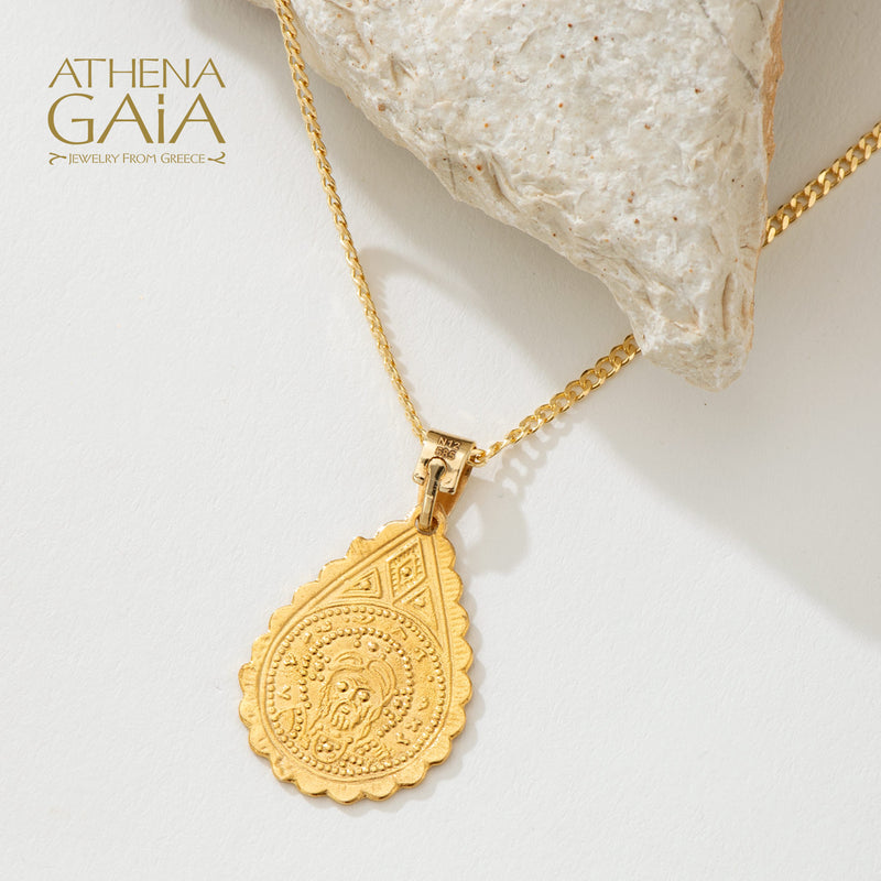Justinian and Theodora Drop Konstantinata (Large) - 14k Gold