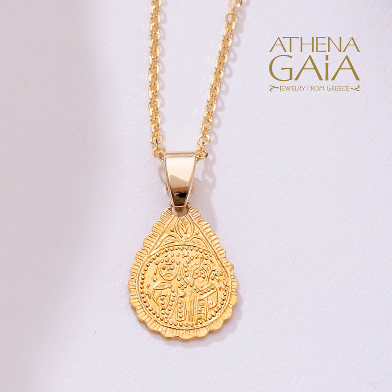 Justinian and Theodora Drop Konstantinata (Small) - 14k Gold