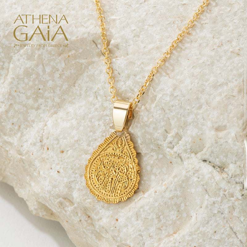 Justinian and Theodora Drop Konstantinata (Small) - 14k Gold