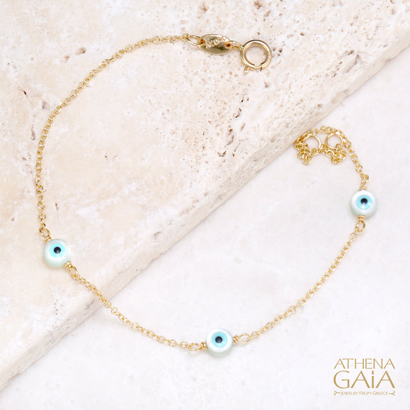 Naked Eyes Bracelet - 14k Gold - Evil Eye Bracelet