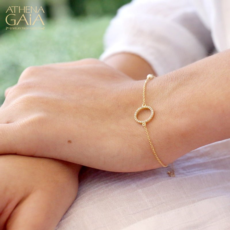 Open Circle Chain Bracelet - 14k Gold Bracelet