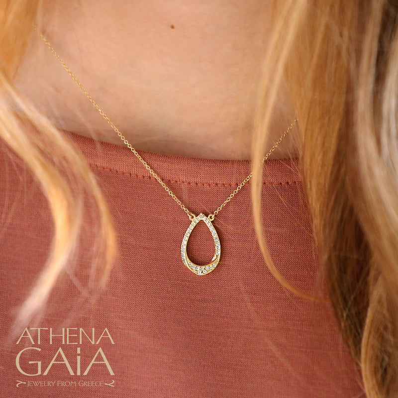 Open Droplet Necklace - 14k Gold Necklace