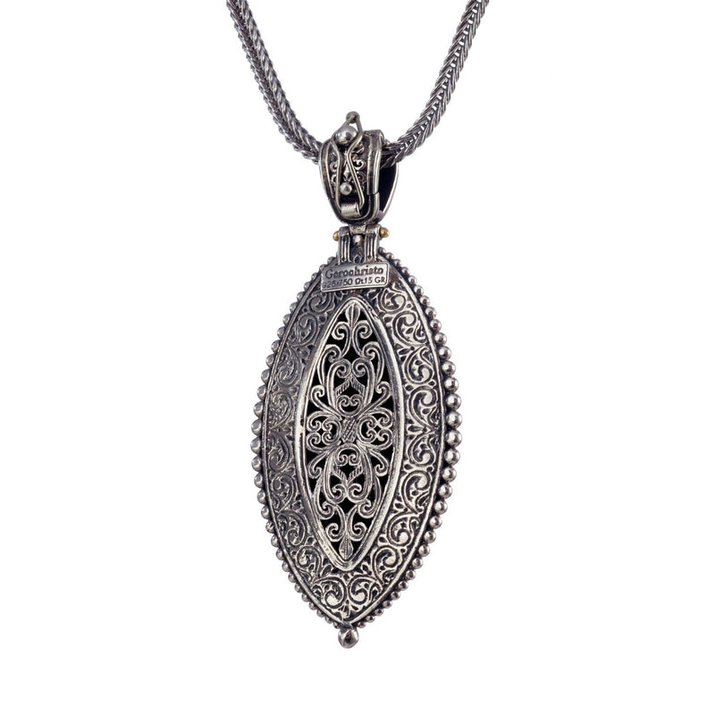 Thalassia Ellipse Pearl Framed Pendant - 18k Gold & Sterling Silver Pendant