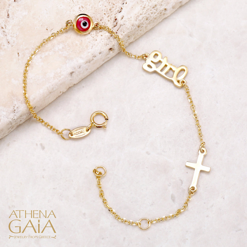 Classic Cork Bracelet With Large Greek Cross | Elisabetta Studio