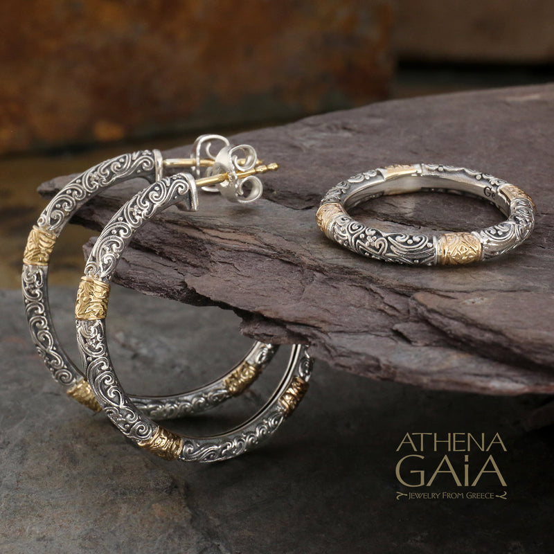 Meadow Breeze Accent Hoop Earrings - 18k Gold & Sterling Silver Earrings