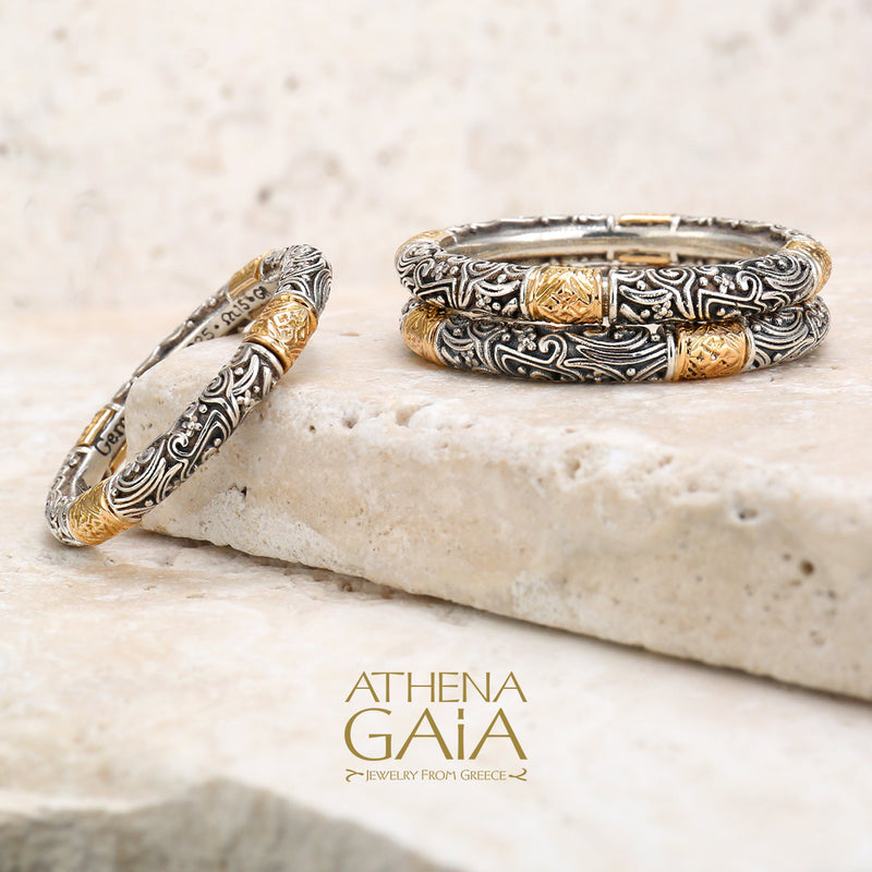 Meadow Breeze Classic Accent Ring - 18k Gold & Sterling Silver Ring - Stackable Ring