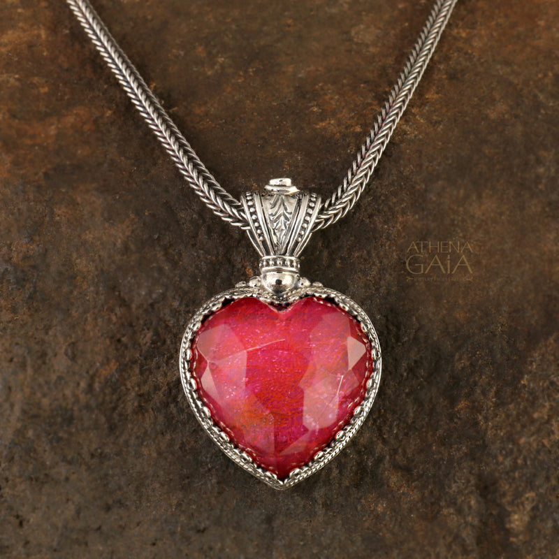 Pop Rocks Crown Bezel Heart Pendant - Sterling Silver Pendant