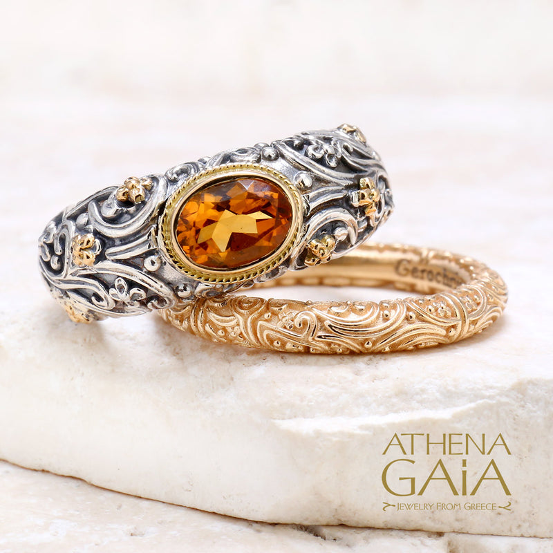 Meadow Breeze 18k Eternal 2-Ring Double Stack - 18k Gold & Sterling Silver Ring - Stackable Ring