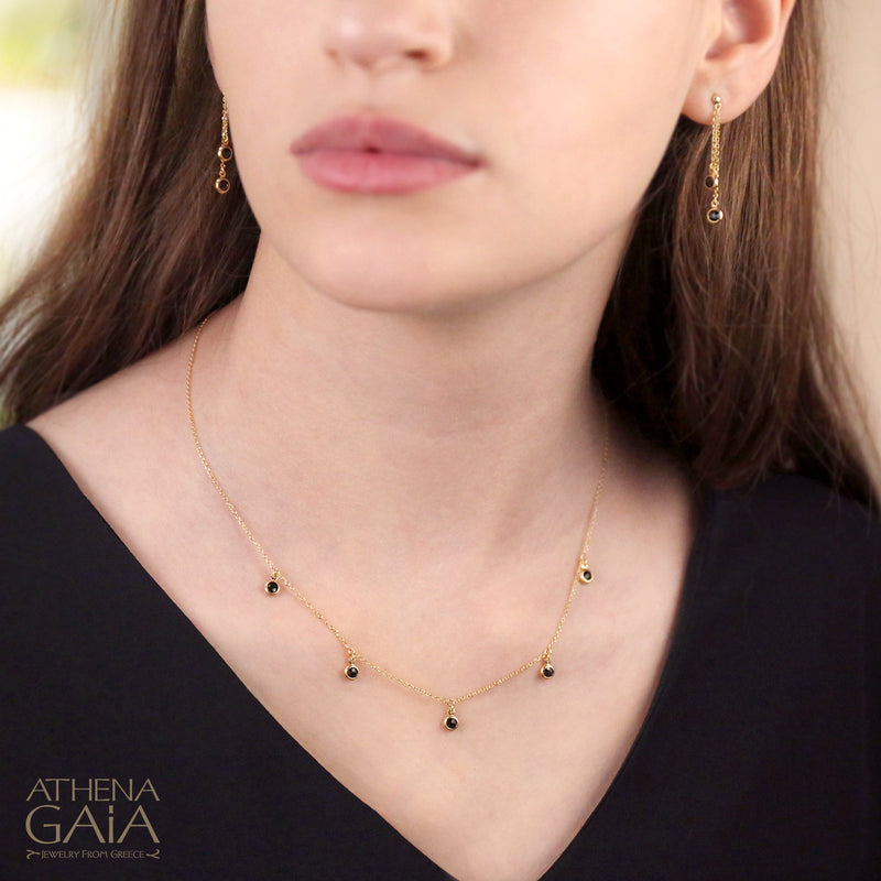 Dots Earrings - 14k Gold Earrings - Chandelier Earrings