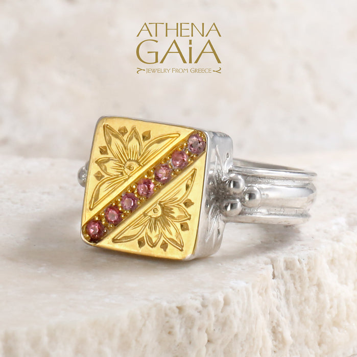 Anthemion Small Square Ring