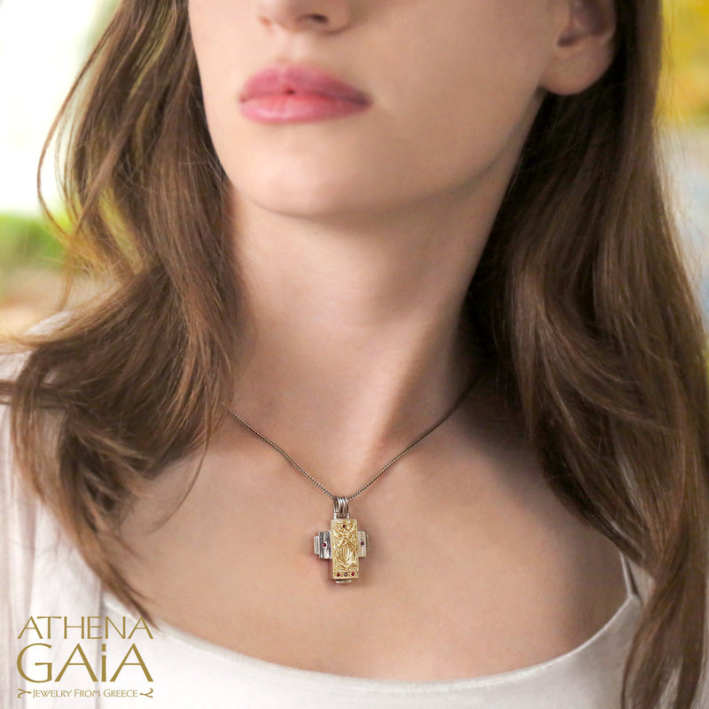 The Anthemion Cross - 18k Gold and Sterling Silver - Modern Latin Cross