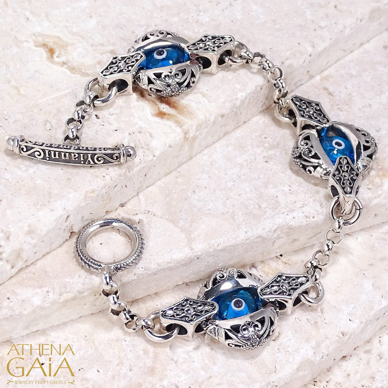Triple Zelda Bracelet - Sterling Silver - Evil Eye Bracelet
