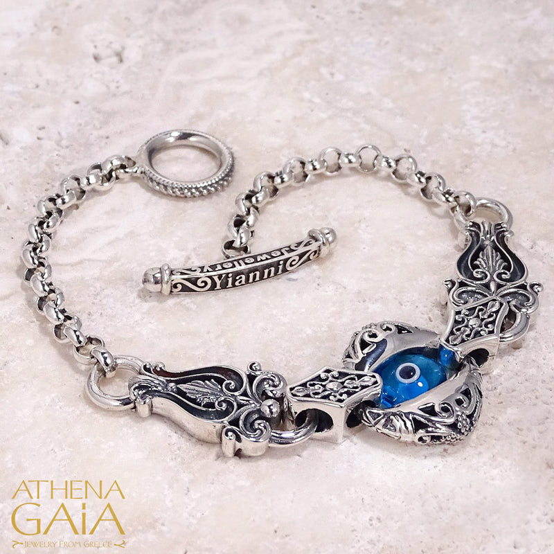 Single Zelda Anthemion Bracelet - Sterling Silver - Evil Eye Bracelet