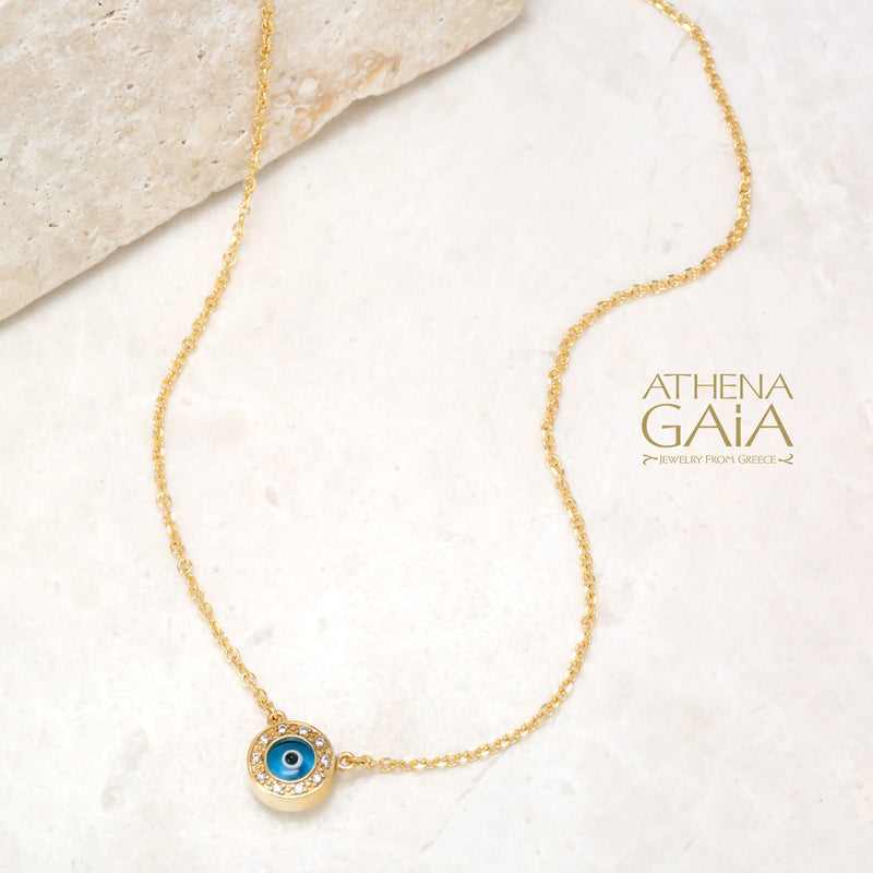 Agapi Mati Evil Eye Necklace - 14k Gold Necklace
