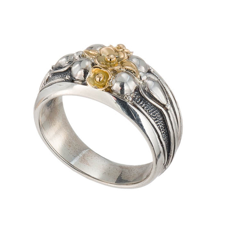 Kassandra Flower Ring - 18k Gold & Sterling Silver Ring - Cocktail Ring