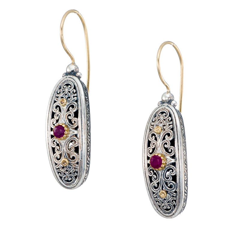Mediterranean Oval Link Earrings - 18k Gold & Sterling Silver Earrings - French Wire Earrings
