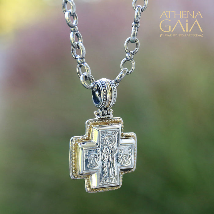 Gold Border Engraved Greek Cross
