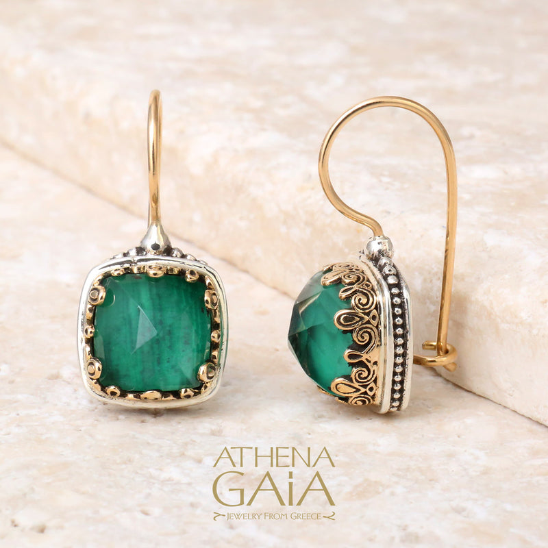 Small Crown Earrings - 18k Gold & Sterling Silver Earrings - French Wire Earrings