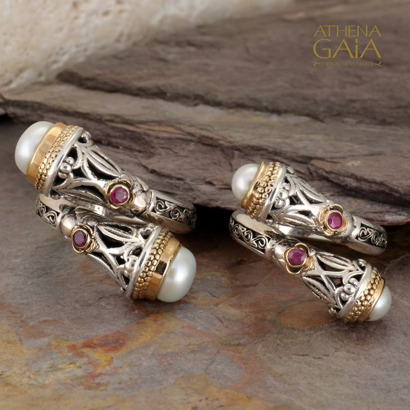 Santorini Ring (Large ) - 18k Gold & Sterling Silver Ring - Cocktail Ring